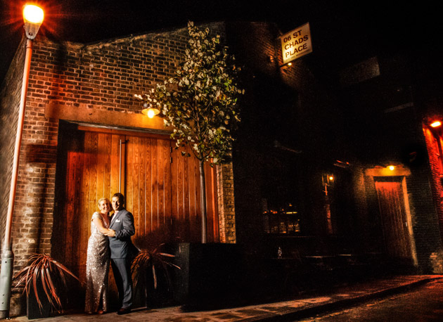 Bride and Groom Outside in the Evening