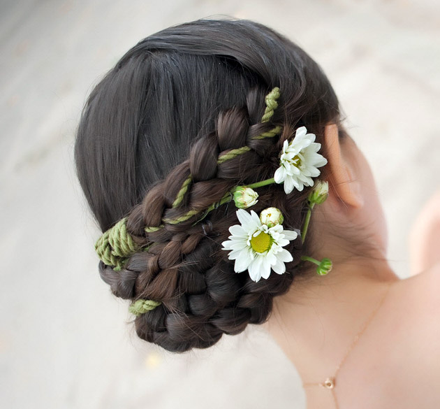 Bridal Braid Wedding Hair Style With Flowers