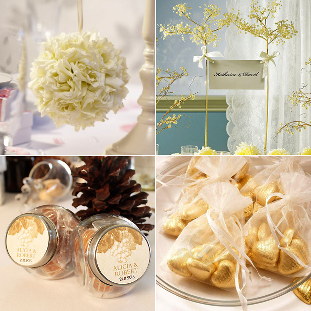 Ivory Pomander Ball Decorative Wire Tree Organza Favour Bags Glass Candy Jars