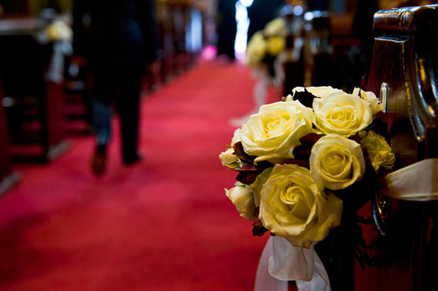 Church Aisle Yellow Flowers