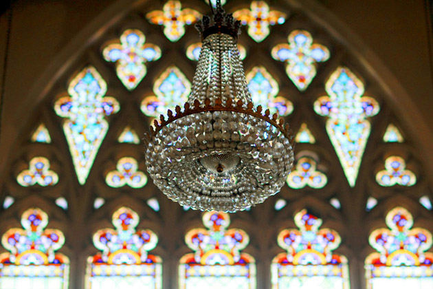 Church Window and Chandelier