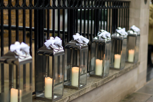 Candle Lanterns Outside Church