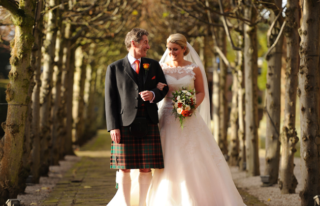 Father of the Bride and Bride Before Ceremony