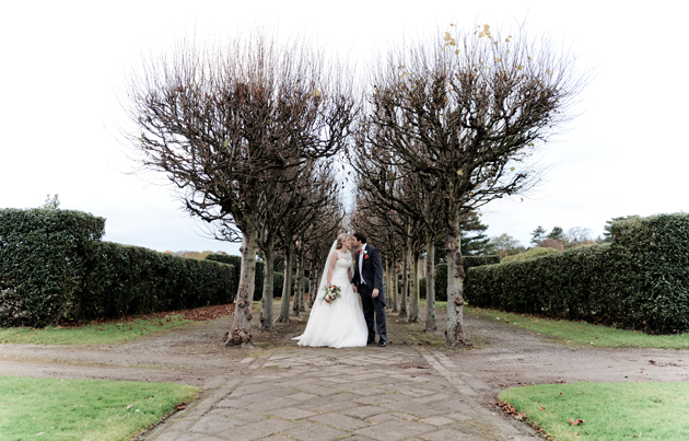 Bride and Groom Outside After Ceremony