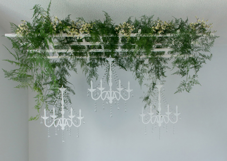 DIY Rustic Glam Chandelier and Fern Overhang - Rustic Wedding Ideas - Greenery DIY Wedding Ideas | Confetti.co.uk