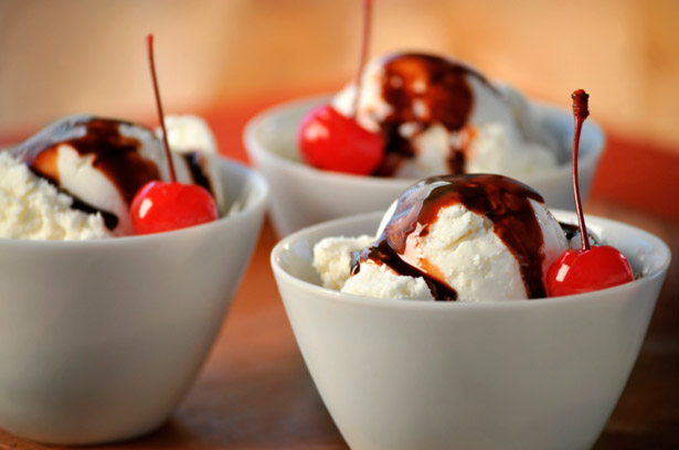 Ice cream cherry bowls