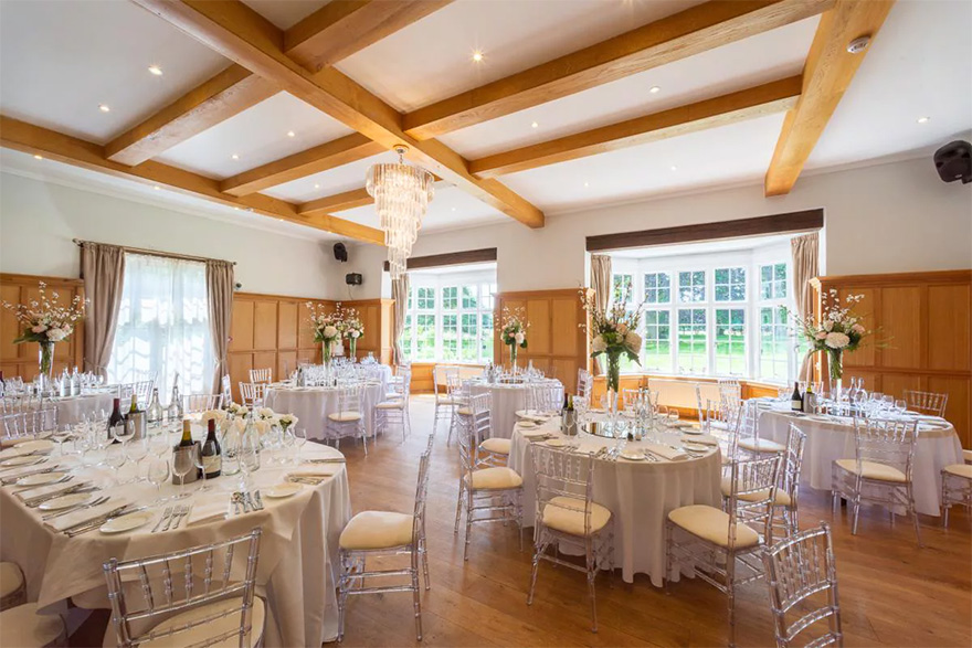 Countryside Wedding Venues - Bijou Wedding Venue in Berkshire - Luxury Wedding Reception Set Up at Silchester House - Silchester House Music Room Set Up for a Wedding Reception | Confetti.co.uk