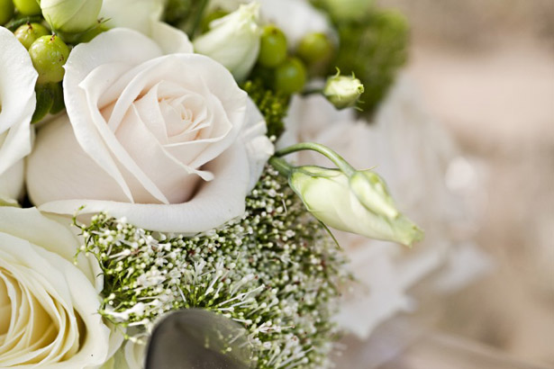 White rose bridal wedding bouquet 