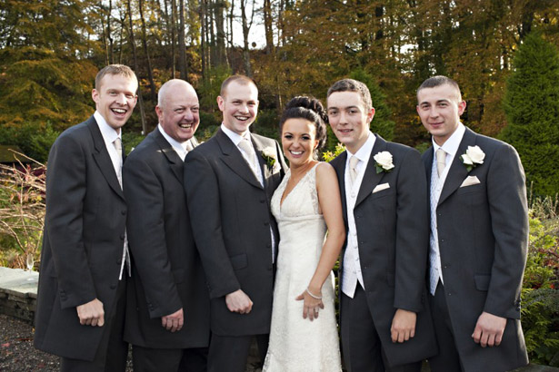 Bride with groomsmen 