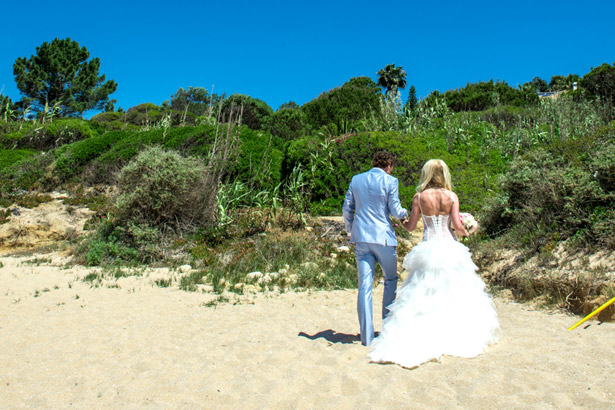 The newlyweds leaving the ceremony