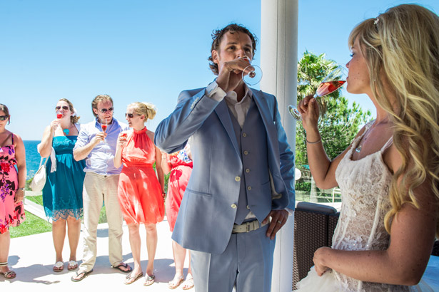 Newlyweds drinking a toast