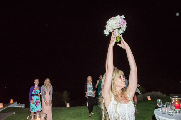 Bride throwing the bouquet