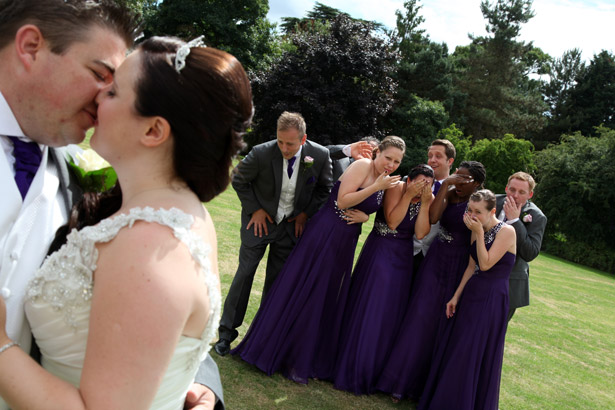 Newlyweds funny kissing shot