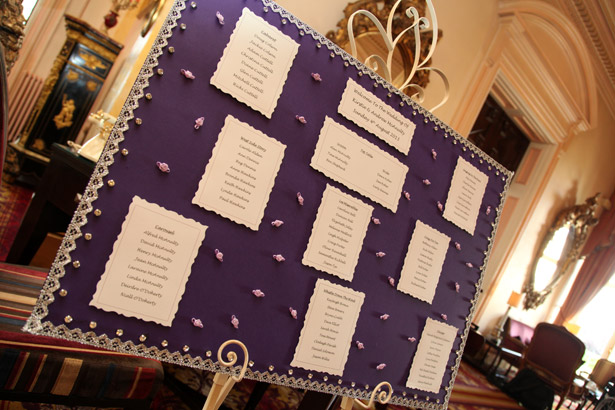 Purple wedding seating plan