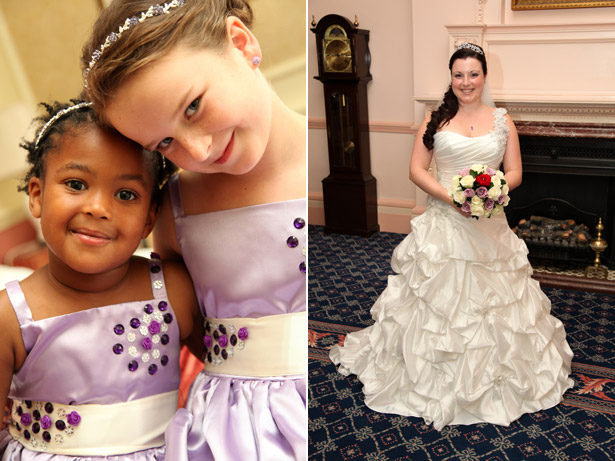 Flowergirls in lavender dresses 