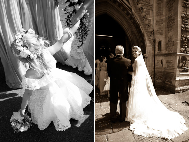 Flowergirl and Bride With Father