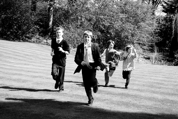 Kids Running On Grass