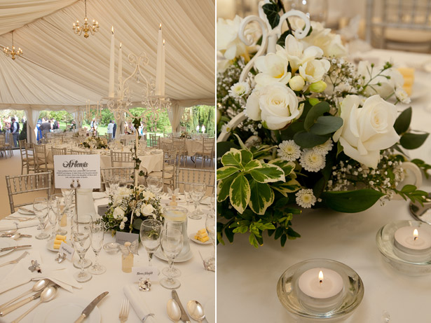 Reception Venue Decor White Flowers and Marquee