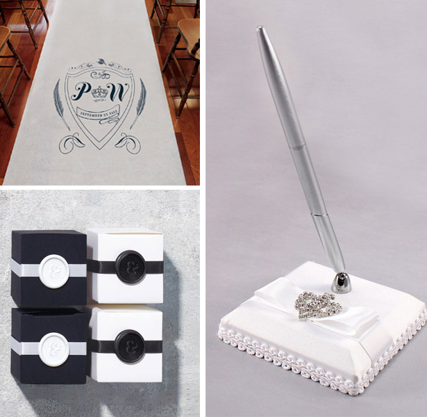 Regal Monogram Personalised Aisle Runner, Ampersand Flexible Wax Seals and Beverly Clarke The Crowned Jewel Collection Pen and Base