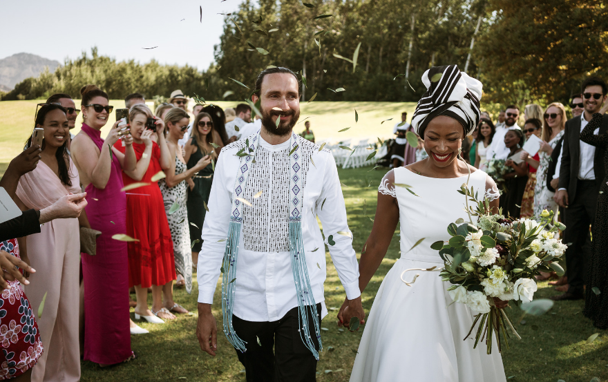 Bride with african hair wrap