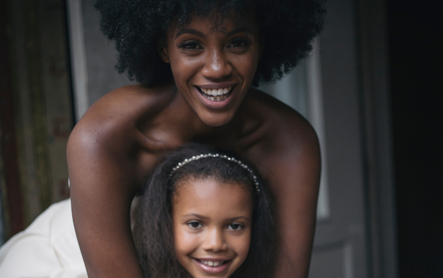 bride with natural afro wedding hair