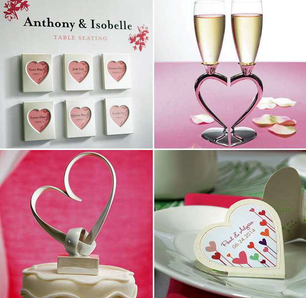 Heart themed wedding accessories 