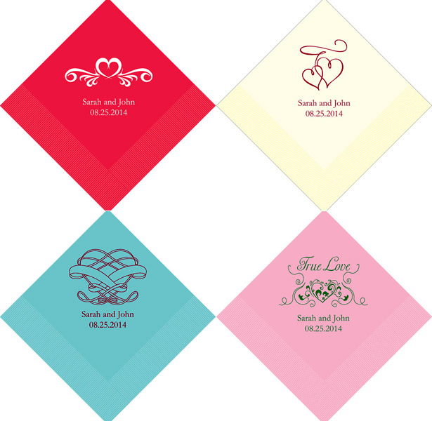 Personalised heart wedding napkins     