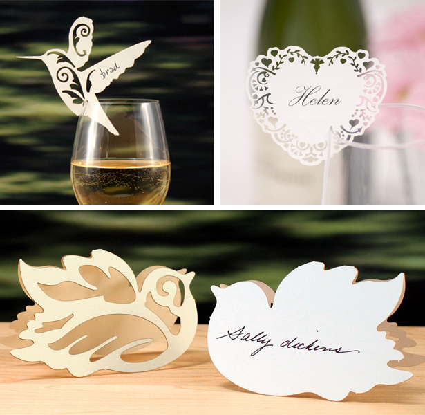 moodboard laser cut name cards birds heart 