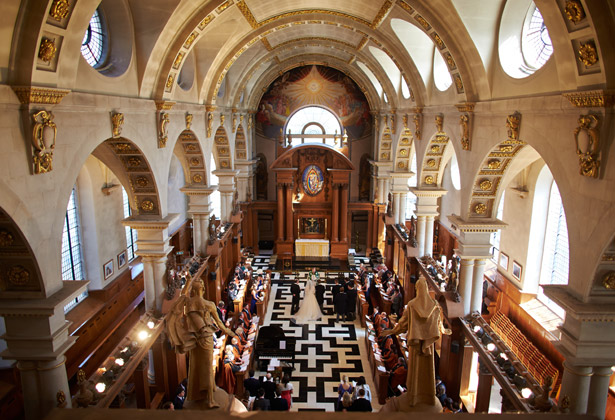 Wedding ceremony at St Brides church