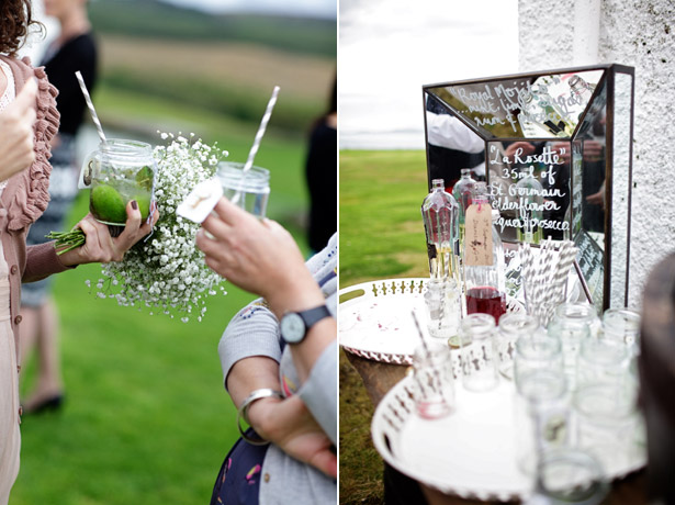 wedding reception drinks in jars 