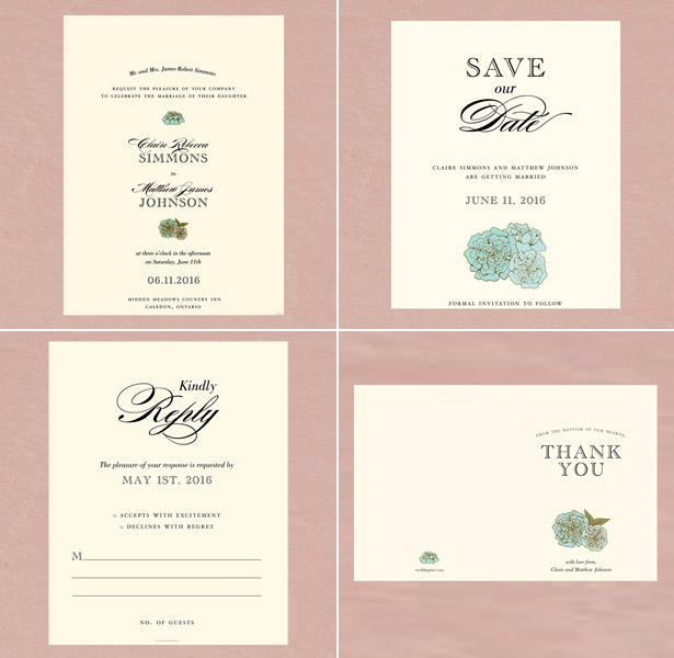 RSVP pink wedding invitations