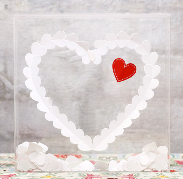 love heart transparent acrylic shadow box 