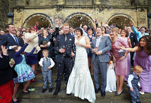 Wedding day Bride Groom Wedding guests Confetti