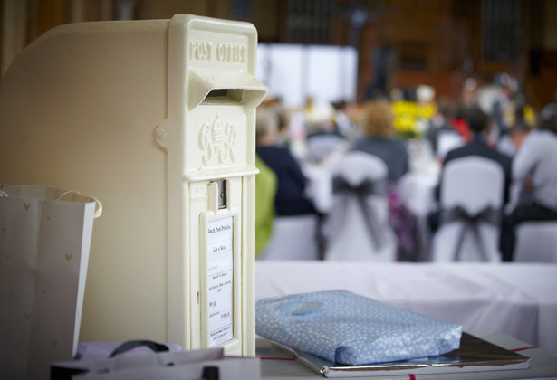 wedding day white post box