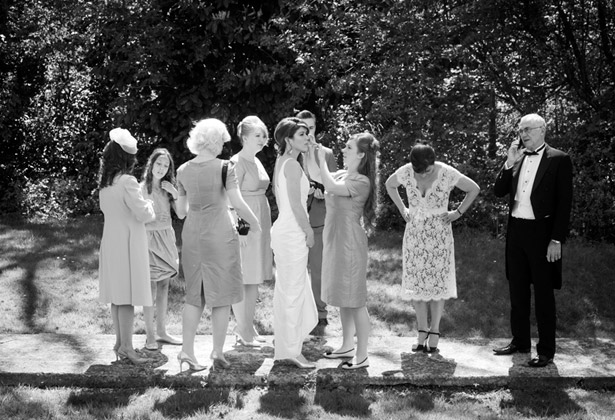 bride bridal party black and white 