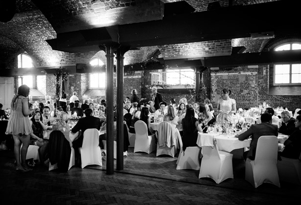 wedding guests black and white reception