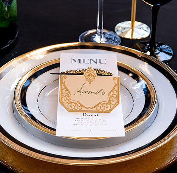 Art Deco Laser Embossed Place Cards