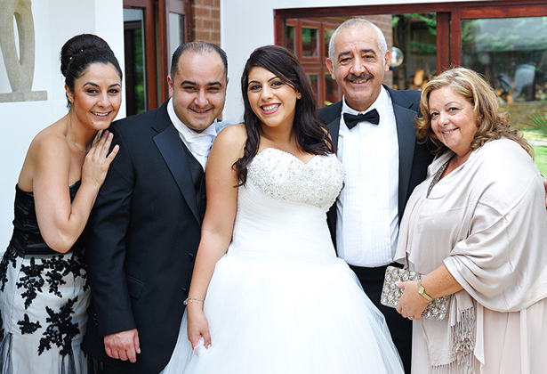 Bride with her family