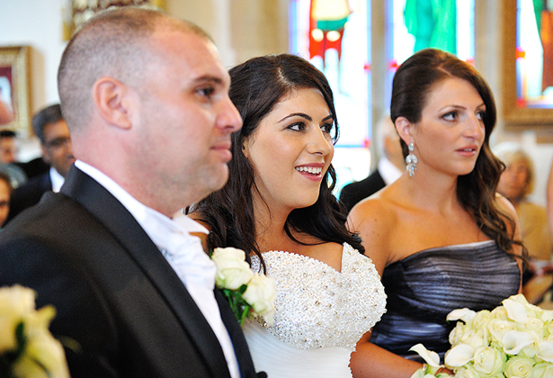 Bride and groom exchanging vows