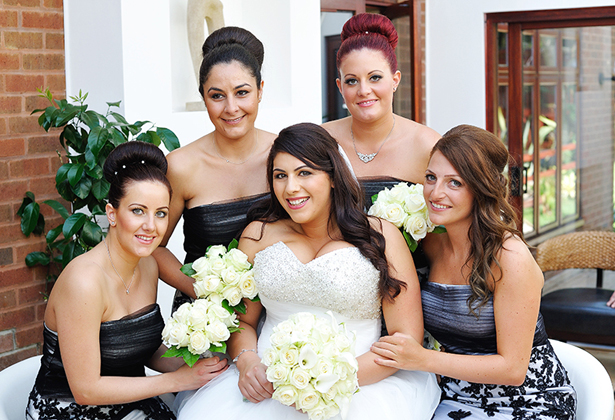 Bride with her bridesmaids