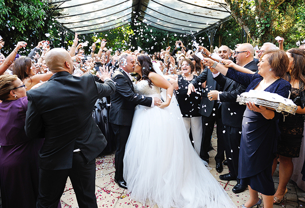 Guests celebrating the newlyweds