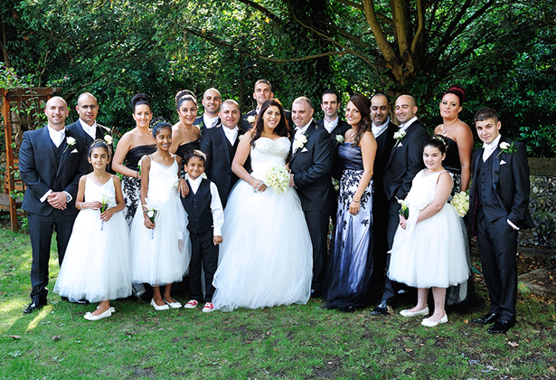 Newlyweds with their family