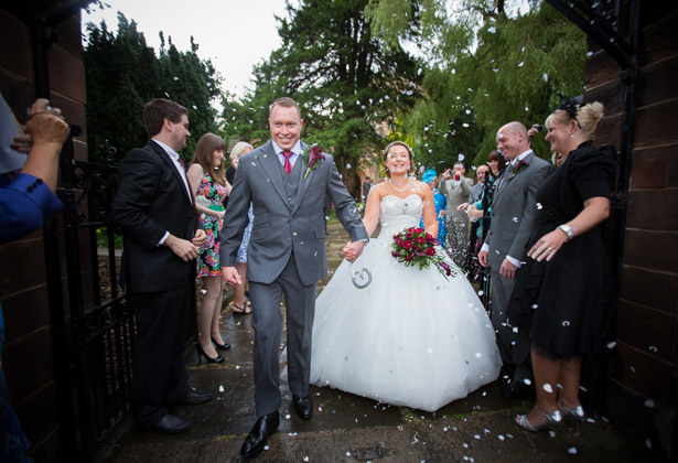 Guests throwing confetti