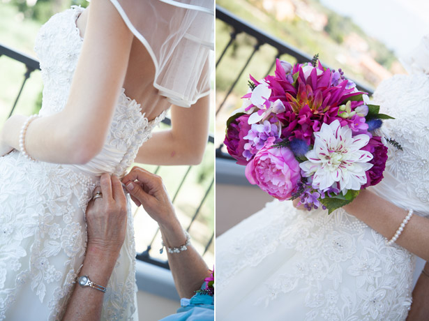 Lace detail on Justin Alexander dress