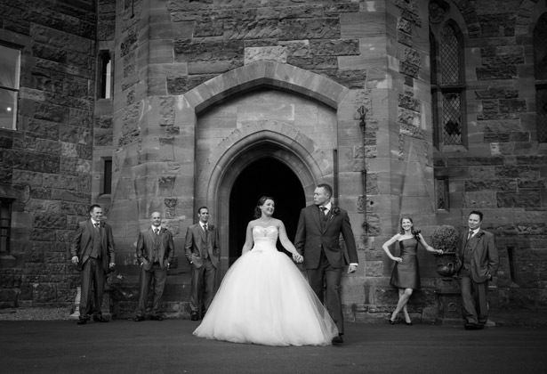 The newlyweds with the bridemaids and groomsmen