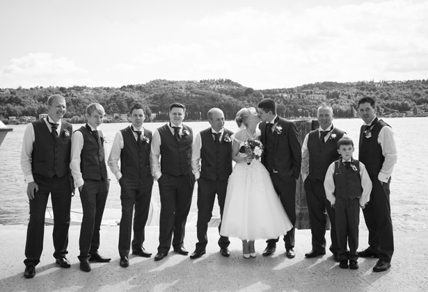 The newlyweds with their wedding guests