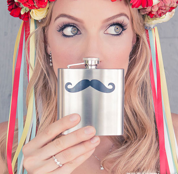 Mustache Stainless Steel Flask