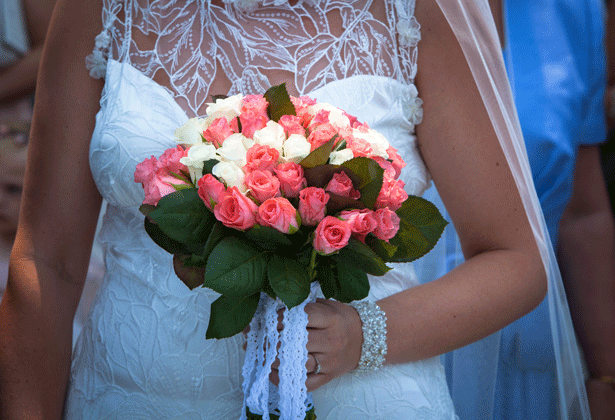 Pink and white rose bouquet