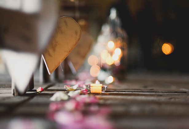 Candles and rose petal aisle 