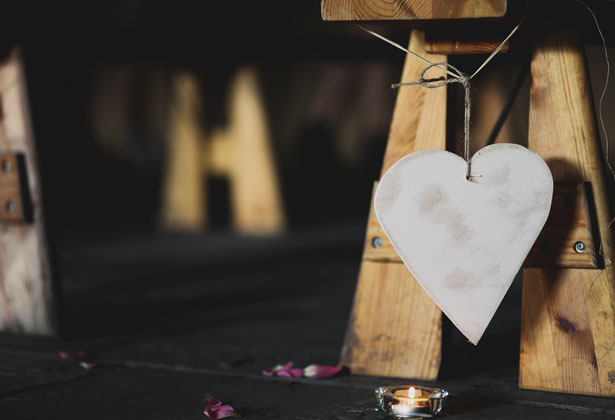 Wooden heart aisle decoration 